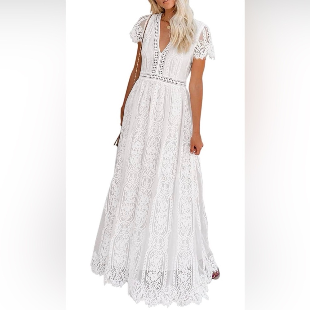 Chic White Lace Maxi Dress